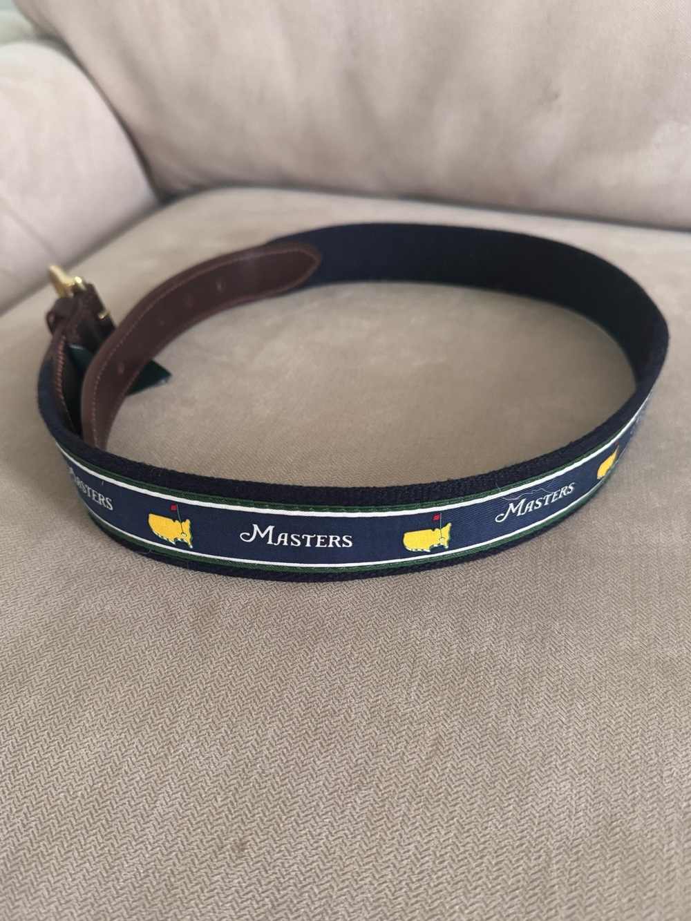 Vineyard Vines Masters Tournament Canvas & Leather Ribbon Belt - Size 32